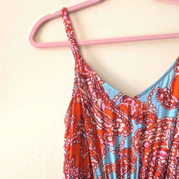 Ivy Street Dresses & Skirts - Ivy Street Sleeveless Maxi Sundress Women's Medium Orange Paisley Smocked Waist